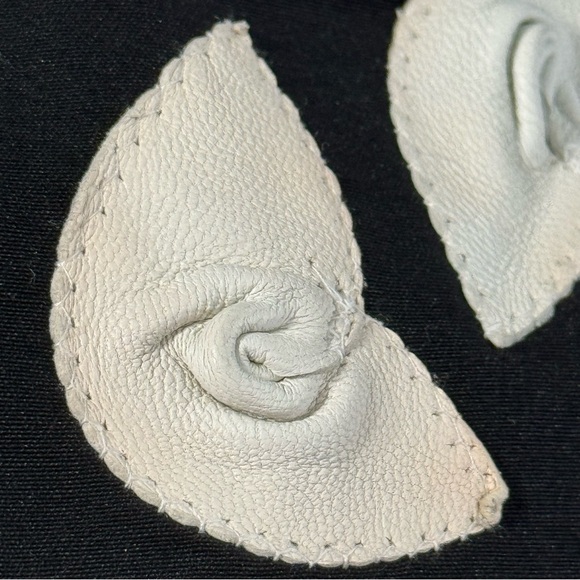 Kanar Black & Ivory Abstract Leather Appliqué Size M Artisan Statement Jacket - Picture 7 of 8